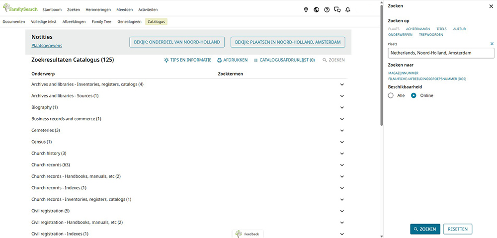 Wegwijs: Website FamilySearch